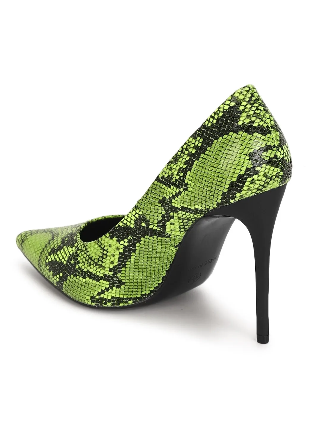 Green Snake Pattern High Heel Pumps