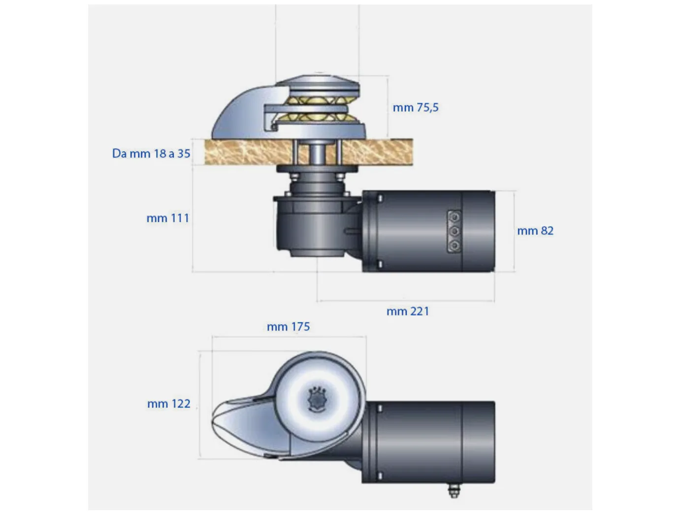 Italwinch Smart 700W 12V Head Vertical Windlass - No Drum- 8mm  Chain - Special Offer - 1 Only in stock