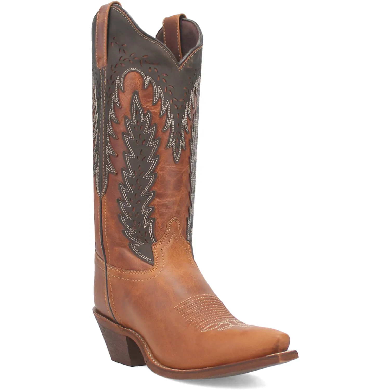 Laredo Womens Farah Honey Leather Cowboy Boots 8 M