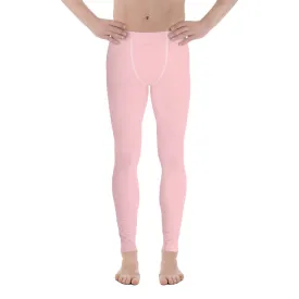 Light Pink Men's Leggings, Modern Pastel Solid Color Best Minimalist Gay Friendly Meggings-Made in USA/EU/MX