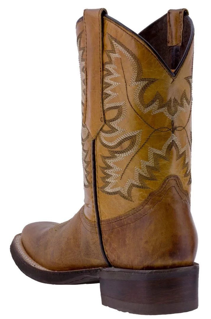 Mens Honey Brown Western Leather Cowboy Boots - Square Toe