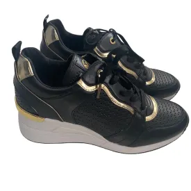 MICHAEL KORS Crista Trainers Runners Sneakers Black Gold SIZE  41