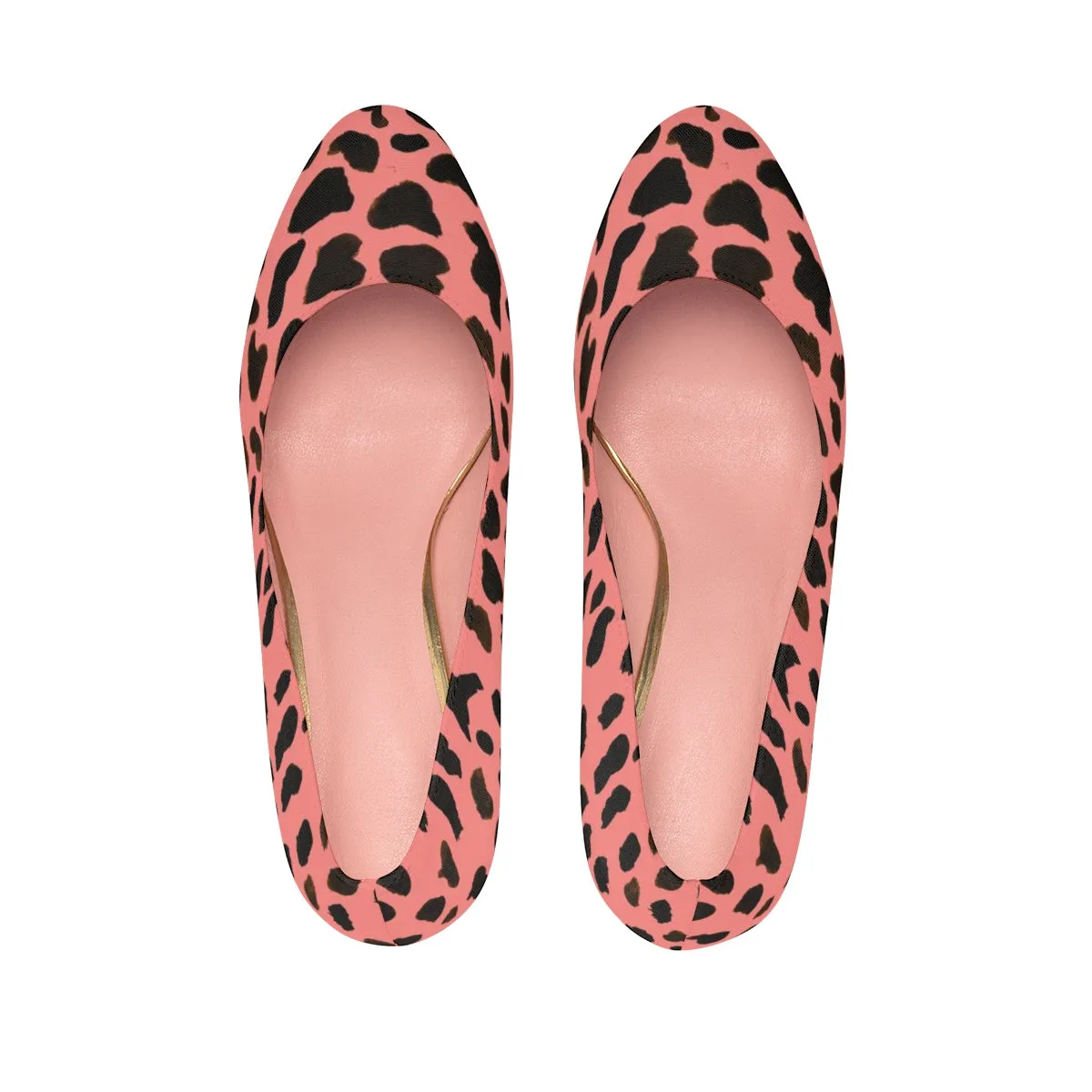 Peach Cow Print Women's Heels, Animal Print Luxury 4" Platform Heels Pumps Stilettos