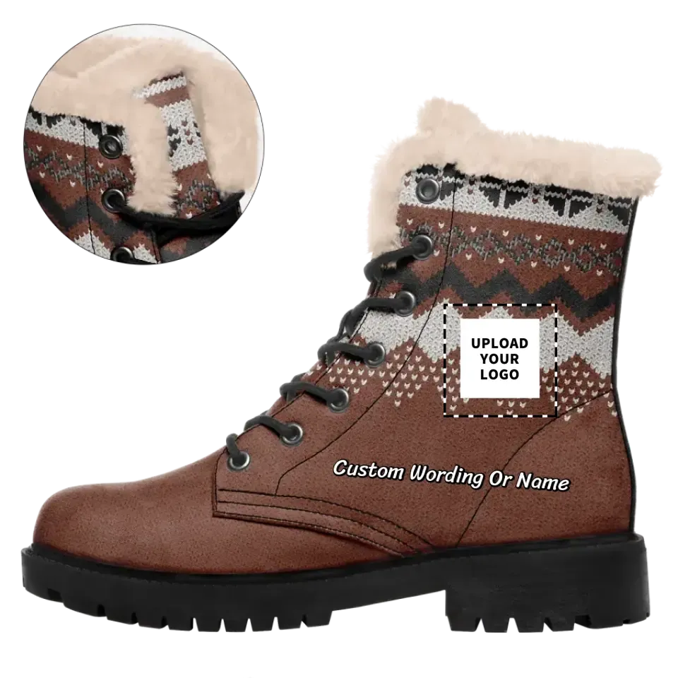 Personalized company gifts, Personalized Corporate Gifts Personalized Grid Design Boots, Custom Christmas Boots, Warm-Fur Boot Gift,WB-23020137