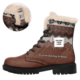 Personalized company gifts, Personalized Corporate Gifts Personalized Grid Design Boots, Custom Christmas Boots, Warm-Fur Boot Gift,WB-23020137