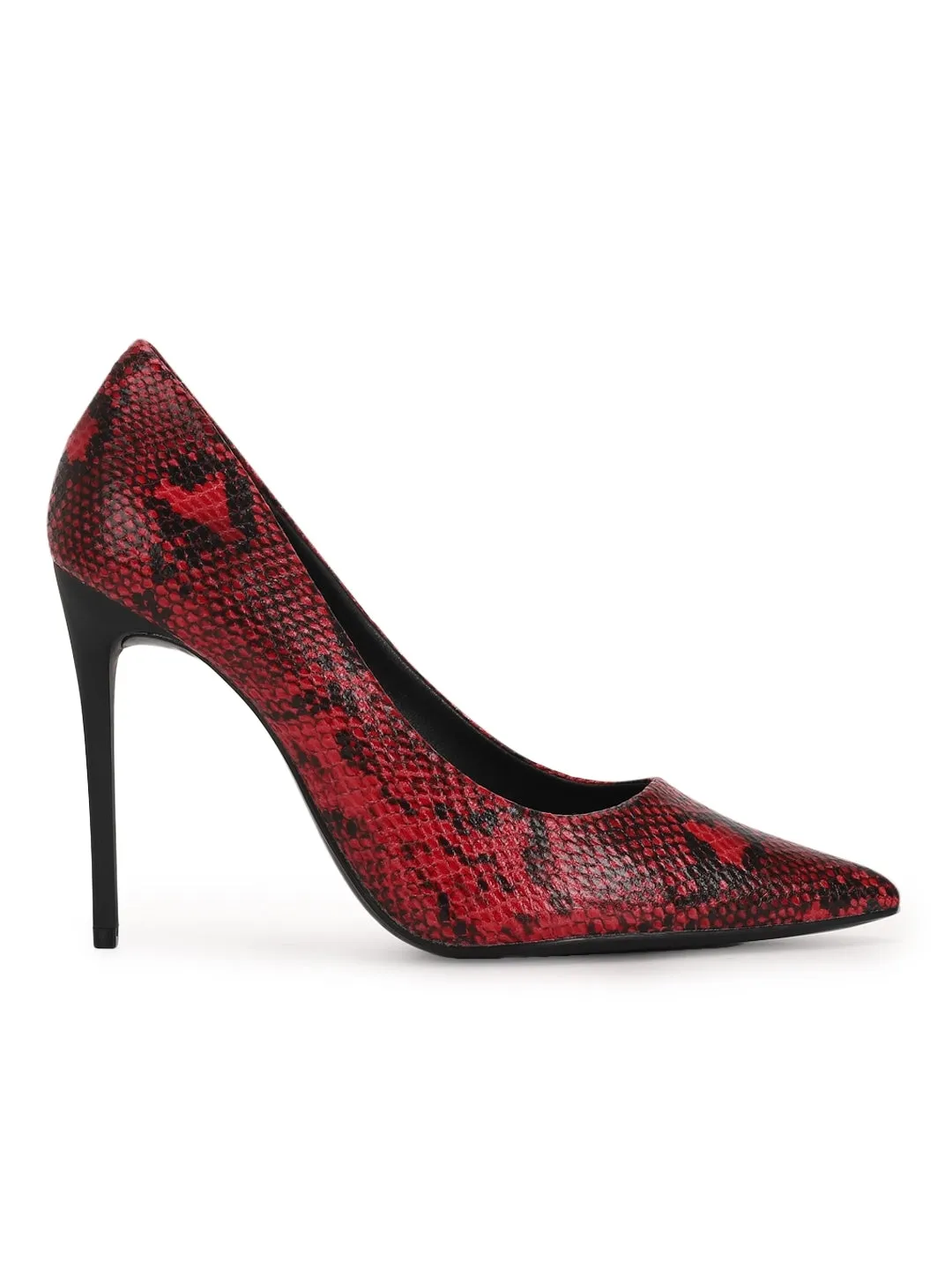 Red Snake Pattern High Heel Pumps