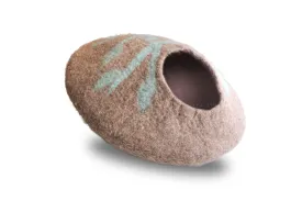 Round Soft and Warm Grey Felt Cat House, Cat Nap Cocoon