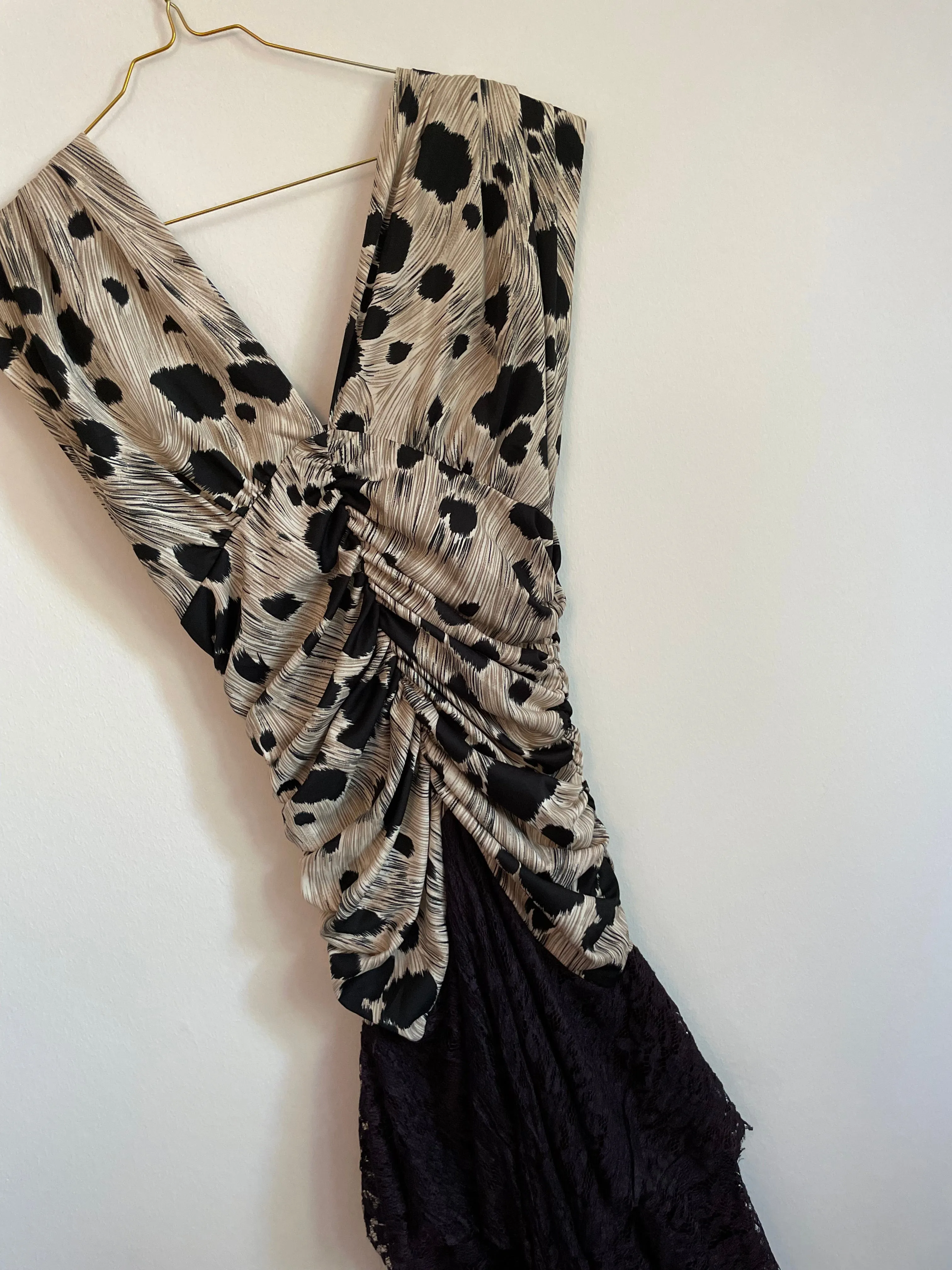 Ruched Animal Print Lace 80s Party