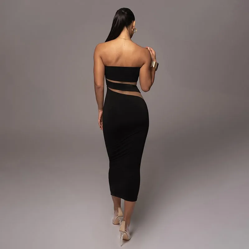 Sleek Bodycon Dress with Mesh Inserts