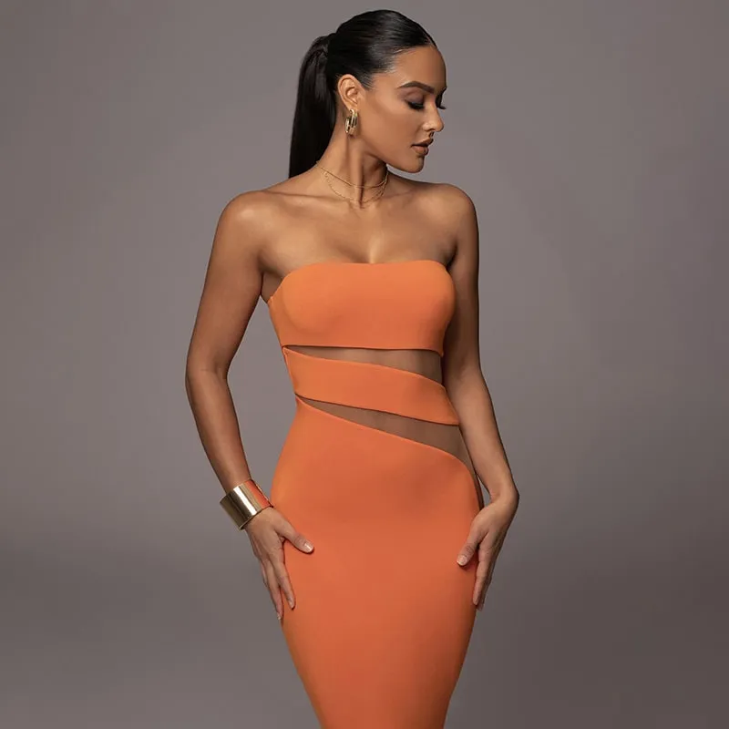 Sleek Bodycon Dress with Mesh Inserts