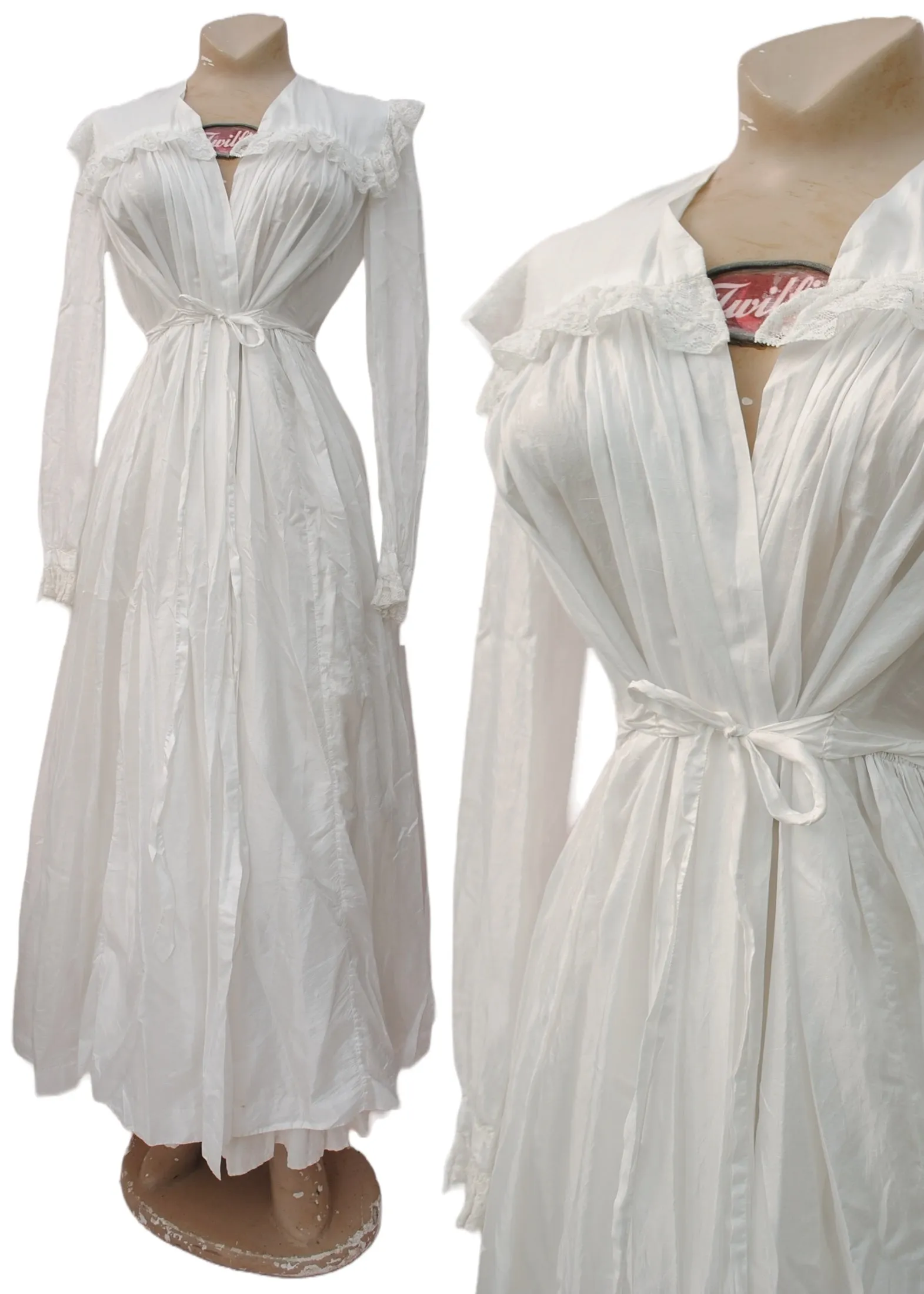 Stunning Vintage Pure White Feather-Weight Silk Peignoir Robe • Bridal Trousseau