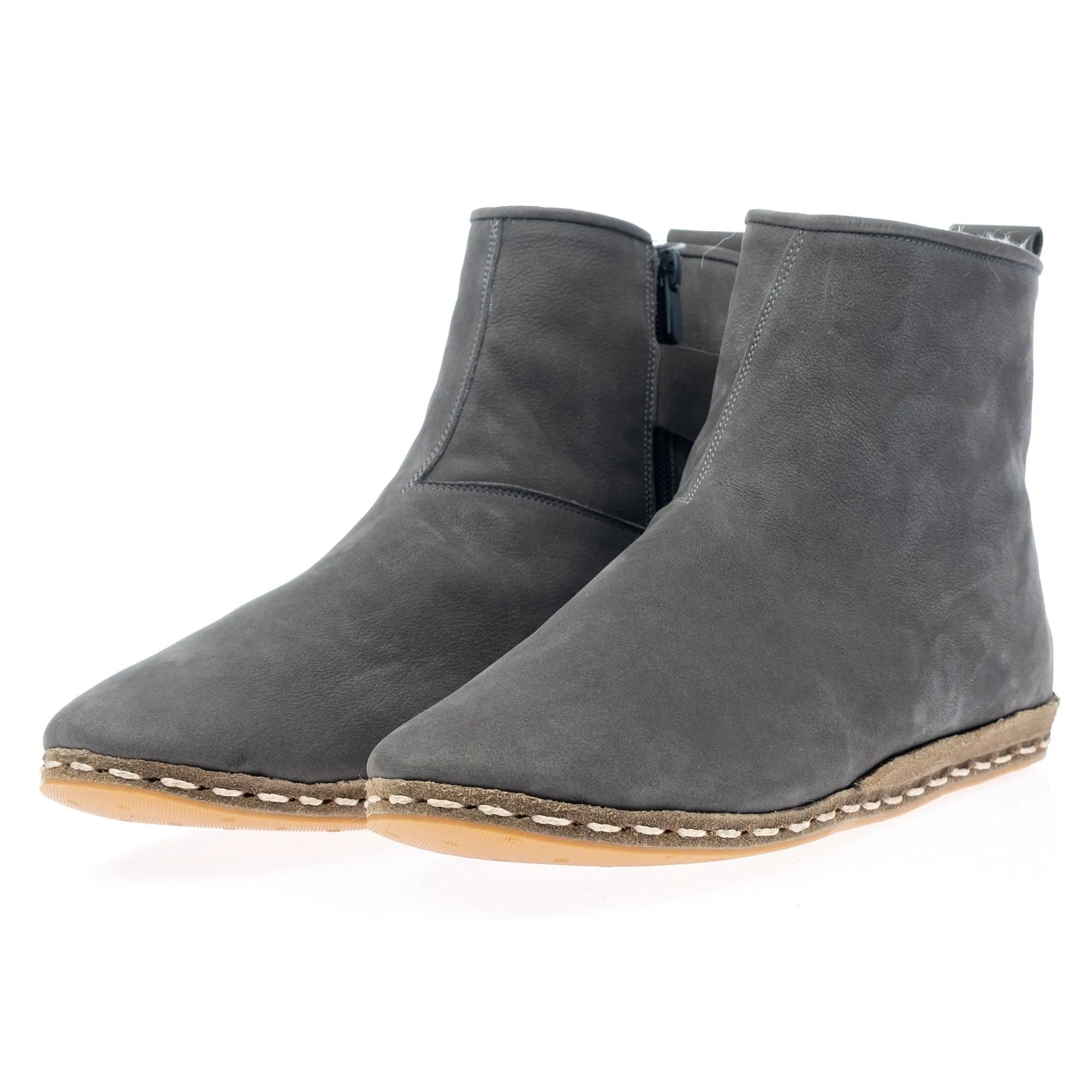 Women's Gray Shearling Boots